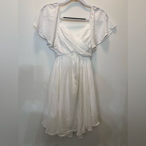 NWOT Florboom Wrap Sweetheart Chiffon A-Line Mini Dress in White - Size S